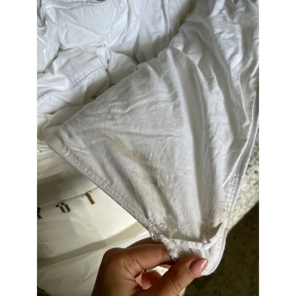 Pottery Barn King White Cotton Box Stitch Comforter Insert 114x98 AS IS